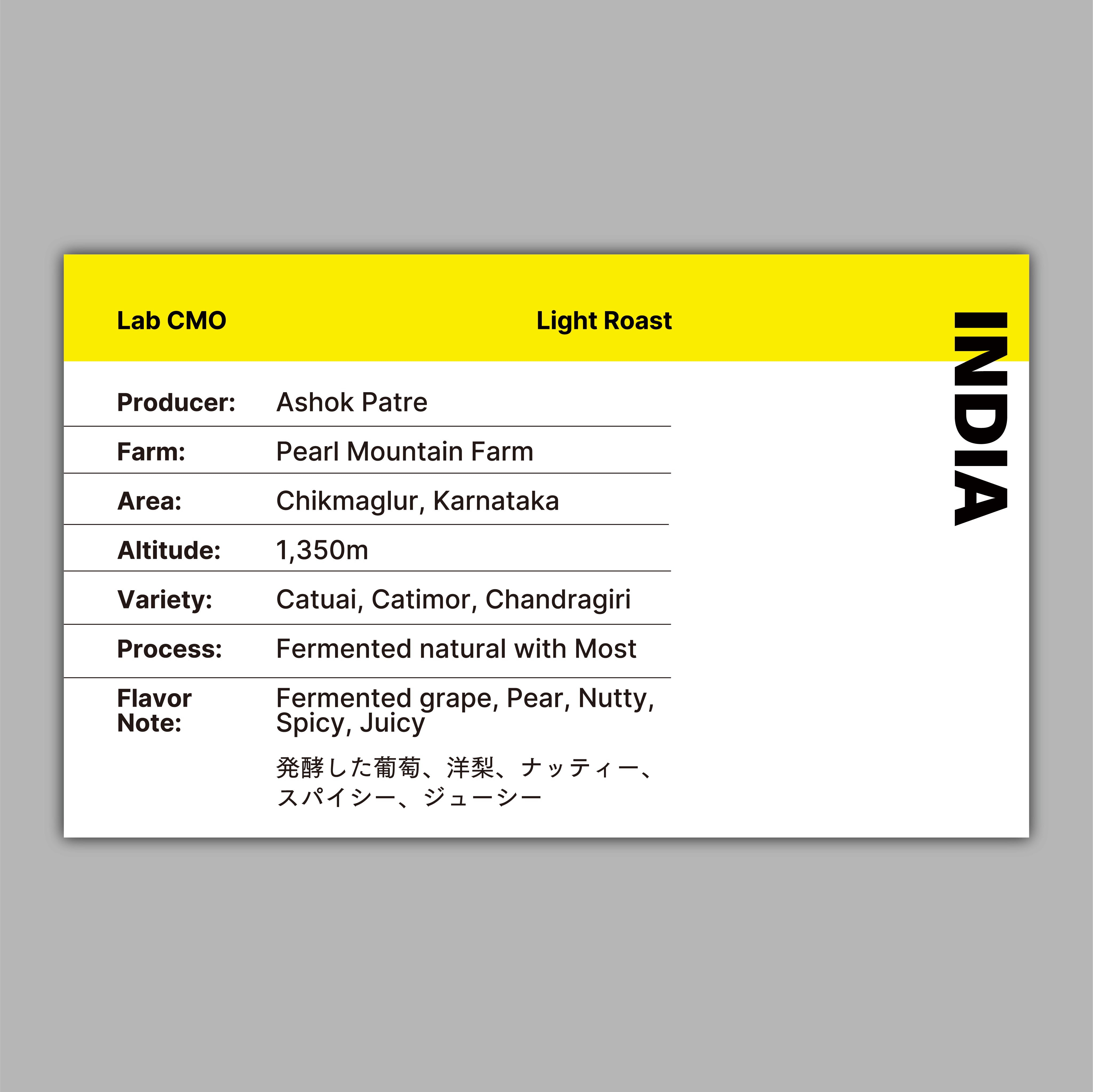 India Lab CMOの豆カード